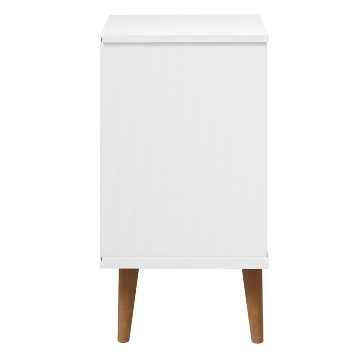 MOLDE Wooden Bedside Cabinet in White - 3 Drawer Nightstand | Solid Pine Wood - 40x35x65 cm | Scandinavian Design - Premium  from Home Treasures - Just £86.99! Shop now at Home Treasures