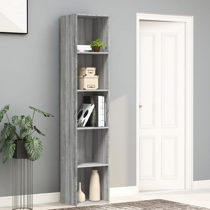 Stylish Grey Sonoma Engineered Wood Book Cabinet - 5-Tier, 40x30x189 cm - Premium  from Home Treasures - Just £58.99! Shop now at Home Treasures