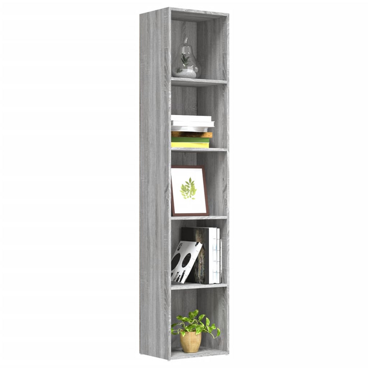 Stylish Grey Sonoma Engineered Wood Book Cabinet - 5-Tier, 40x30x189 cm - Premium  from Home Treasures - Just £58.99! Shop now at Home Treasures