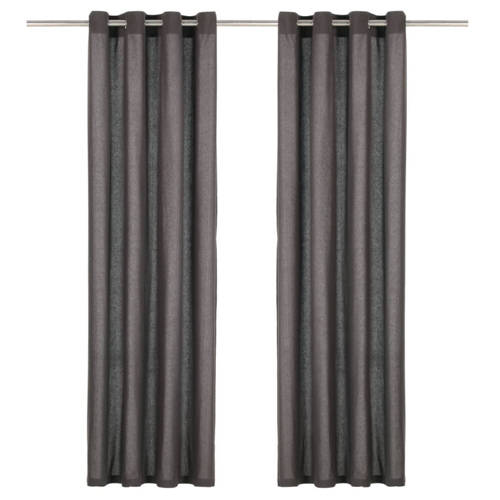 Sophisticated Anthracite Curtains with Metal Rings - Set of 2, Premium Cotton 140x245 cm - Premium  from Home Treasures - Just £42.99! Shop now at Home Treasures