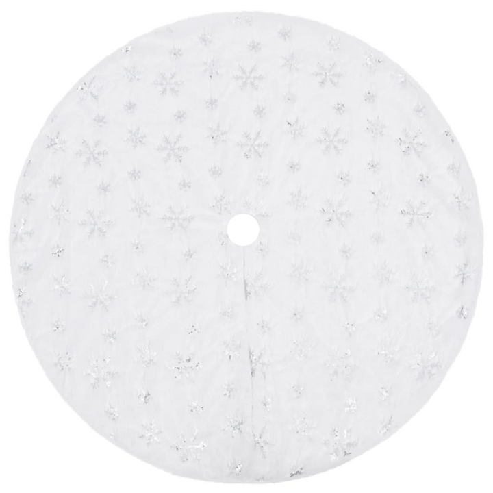 White Faux Fur Luxury Christmas Tree Skirt with Embroidered Snowflakes - Premium  from Home Treasures - Just £34.99! Shop now at Home Treasures