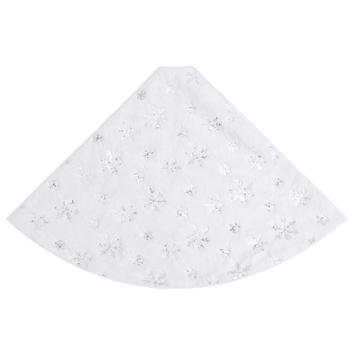 White Faux Fur Luxury Christmas Tree Skirt with Embroidered Snowflakes - Premium  from Home Treasures - Just £34.99! Shop now at Home Treasures