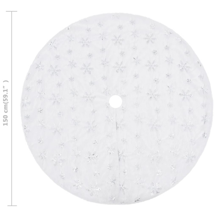 White Faux Fur Luxury Christmas Tree Skirt with Embroidered Snowflakes - Premium  from Home Treasures - Just £34.99! Shop now at Home Treasures