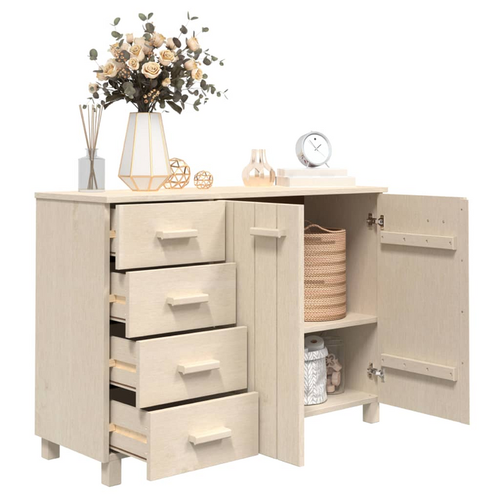 HAMAR Solid Pine Wood Sideboard in Honey Brown, 113x40x80 cm – Ample Storage and Elegant Design - Premium  from Home Treasures - Just £140.99! Shop now at Home Treasures