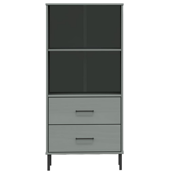 OSLO Solid Wood Bookcase with 2 Drawers - Grey 60x35x128.5 cm - Durable & Stylish Storage Solution - Premium  from Home Treasures - Just £148.99! Shop now at Home Treasures