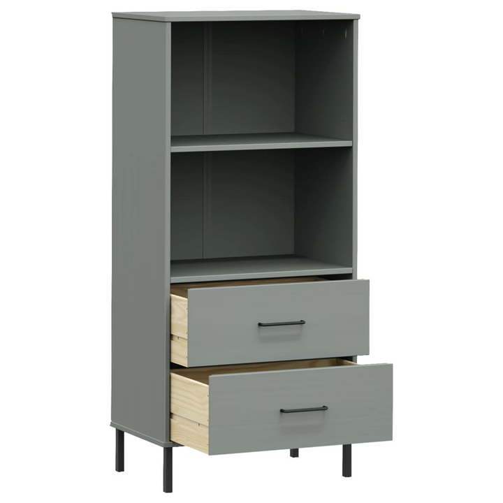 OSLO Solid Wood Bookcase with 2 Drawers - Grey 60x35x128.5 cm - Durable & Stylish Storage Solution - Premium  from Home Treasures - Just £148.99! Shop now at Home Treasures