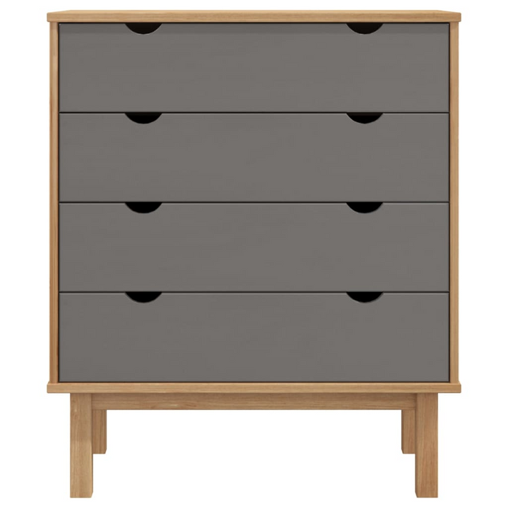 OTTA Drawer Cabinet,  Brown & Grey 76.5x39.5x90cm Solid Wood Pine - Scandinavian Style Storage - Premium  from Home Treasures - Just £148.99! Shop now at Home Treasures