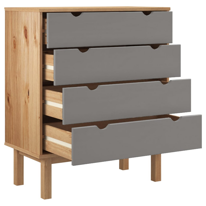 OTTA Drawer Cabinet,  Brown & Grey 76.5x39.5x90cm Solid Wood Pine - Scandinavian Style Storage - Premium  from Home Treasures - Just £148.99! Shop now at Home Treasures