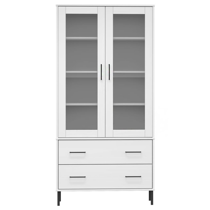 OSLO Solid Wood Highboard with Metal Legs, White 85x35x172.5 cm - Stylish Durable Storage - Premium  from Home Treasures - Just £320.99! Shop now at Home Treasures