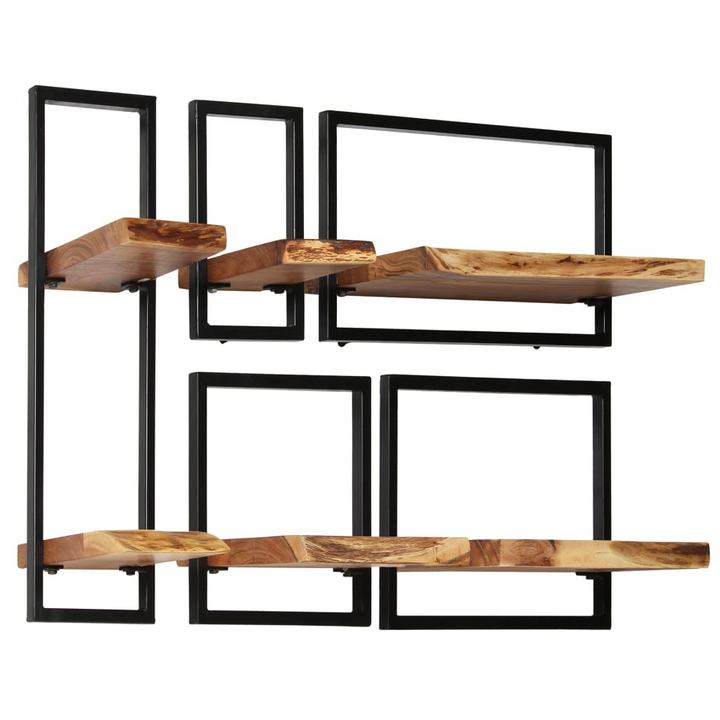 Wall Shelf Set - 5 Pieces Acacia Wood & Industrial Steel - Durable & Stylish Storage - Premium  from Home Treasures - Just £148.99! Shop now at Home Treasures