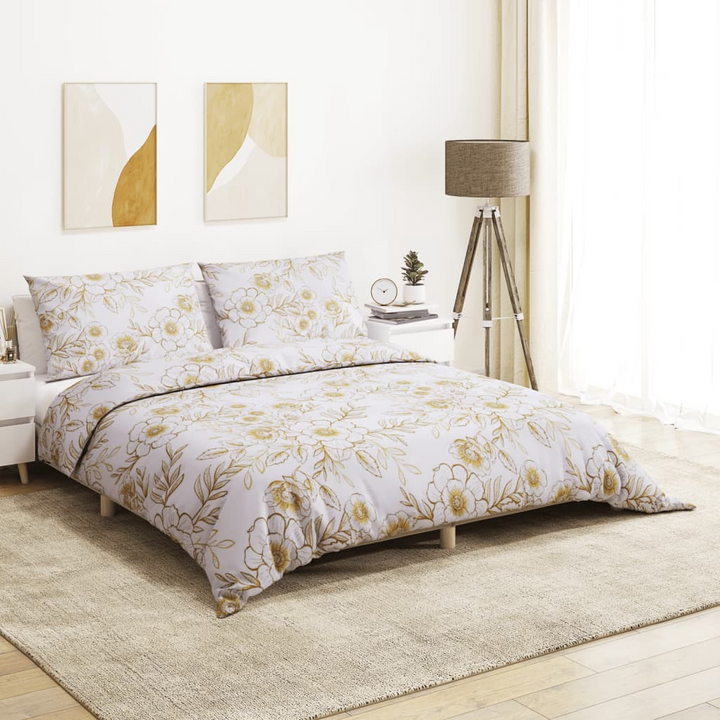 Duvet Cover Set - White & Brown - 100% Cotton - 200x200 cm - Soft & Comfortable Bedding Set with Pillowcases - Premium  from Home Treasures - Just £29.99! Shop now at Home Treasures