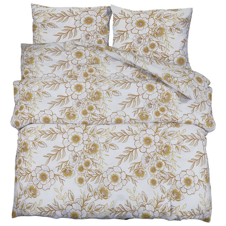 Duvet Cover Set - White & Brown - 100% Cotton - 200x200 cm - Soft & Comfortable Bedding Set with Pillowcases - Premium  from Home Treasures - Just £29.99! Shop now at Home Treasures