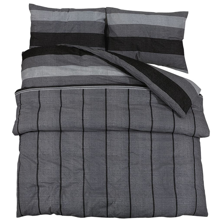 Striped Duvet Cover Set in Dark Grey - 100% Cotton, 260x240 cm, Includes 2 Pillowcases, Machine Washable, Elegant and Durable Bedding - Premium  from Home Treasures - Just £35.99! Shop now at Home Treasures