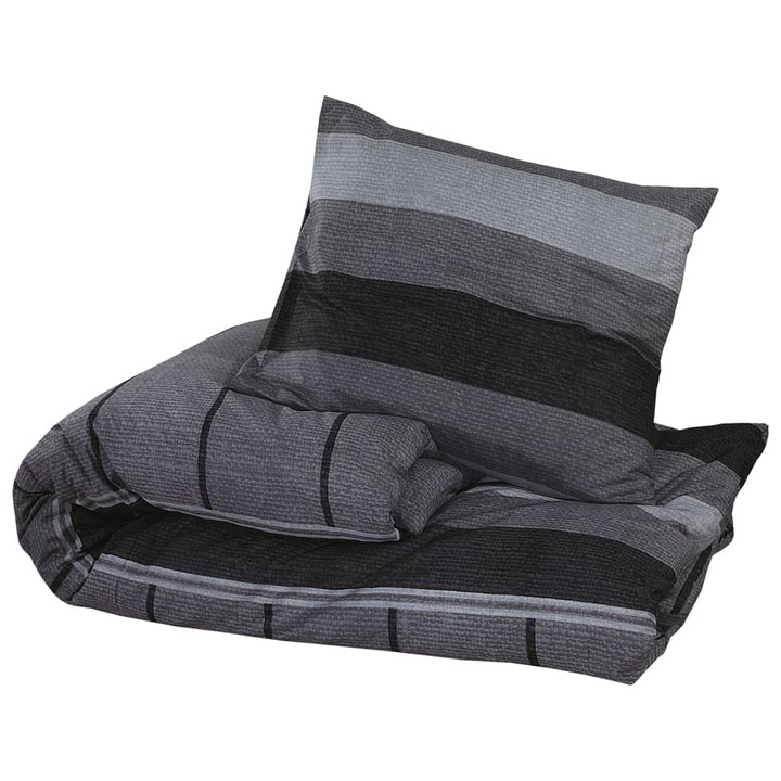 Striped Duvet Cover Set in Dark Grey - 100% Cotton, 260x240 cm, Includes 2 Pillowcases, Machine Washable, Elegant and Durable Bedding - Premium  from Home Treasures - Just £35.99! Shop now at Home Treasures