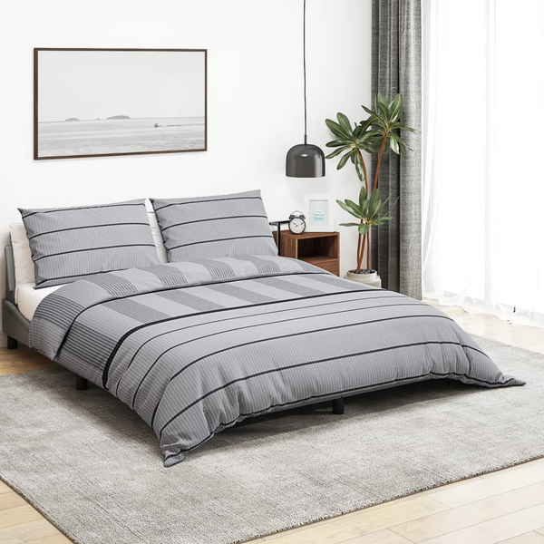 Cotton Duvet Cover Set Grey 140x200 cm - Soft & Comfortable Bedding - Premium  from Home Treasures - Just £28.99! Shop now at Home Treasures