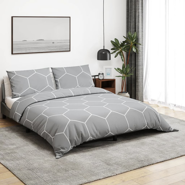 Patterned Cotton Duvet Cover Set in Grey 200x200 cm - Soft & Stylish Bedding - Premium  from Home Treasures - Just £31.99! Shop now at Home Treasures