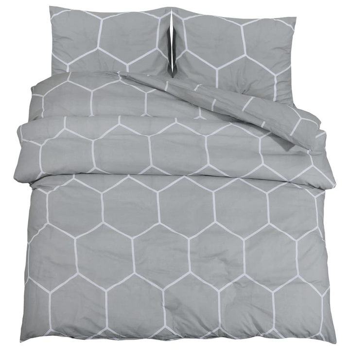 Patterned Cotton Duvet Cover Set in Grey 200x200 cm - Soft & Stylish Bedding - Premium  from Home Treasures - Just £31.99! Shop now at Home Treasures