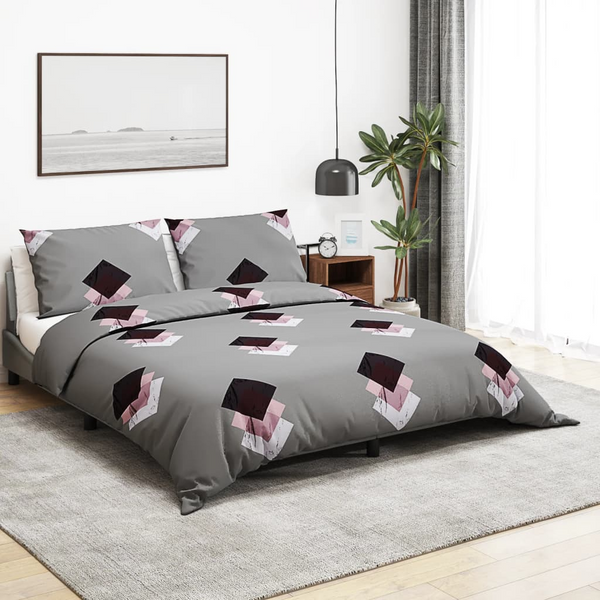 Patterned Cotton Duvet Cover Set in Grey 140x200 cm – Soft, Cozy & Elegant Bedding - Premium  from Home Treasures - Just £25.99! Shop now at Home Treasures