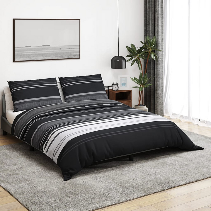 Elegant Black and White Cotton Duvet Cover Set - 140x200 cm - Soft, Comfortable, OEKO-TEX Certified - Premium  from Home Treasures - Just £30.99! Shop now at Home Treasures