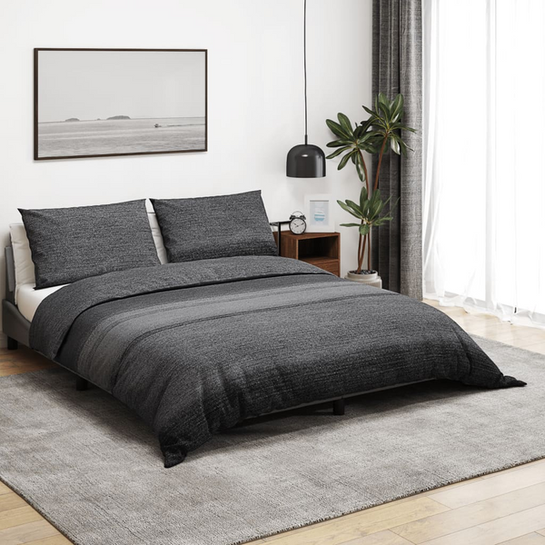 Dark Grey Duvet Cover Set Cotton 240x220 cm - Elegant, Soft, and Durable - Premium  from Home Treasures - Just £36.99! Shop now at Home Treasures