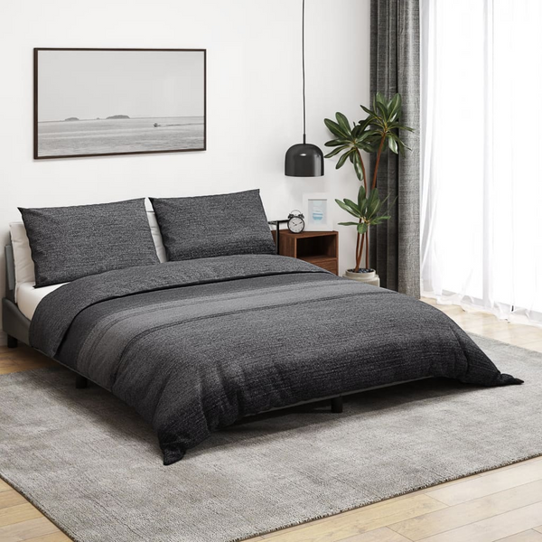 Duvet Cover Set in Dark Grey, 200x200 cm, Soft 100% Cotton, OEKO-TEX Certified, Easy Care - Premium  from Home Treasures - Just £28.99! Shop now at Home Treasures