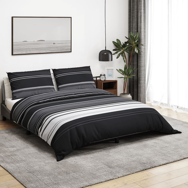 Black and White Duvet Cover Set - 100% Cotton, 140x200 cm, OEKO-TEX Certified, Modern Design - Premium  from Home Treasures - Just £29.99! Shop now at Home Treasures