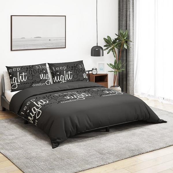 Duvet Cover Set Black 140x200 cm - 100% Cotton, Soft & Comfortable, OEKO-TEX Certified - Premium  from Home Treasures - Just £28.99! Shop now at Home Treasures