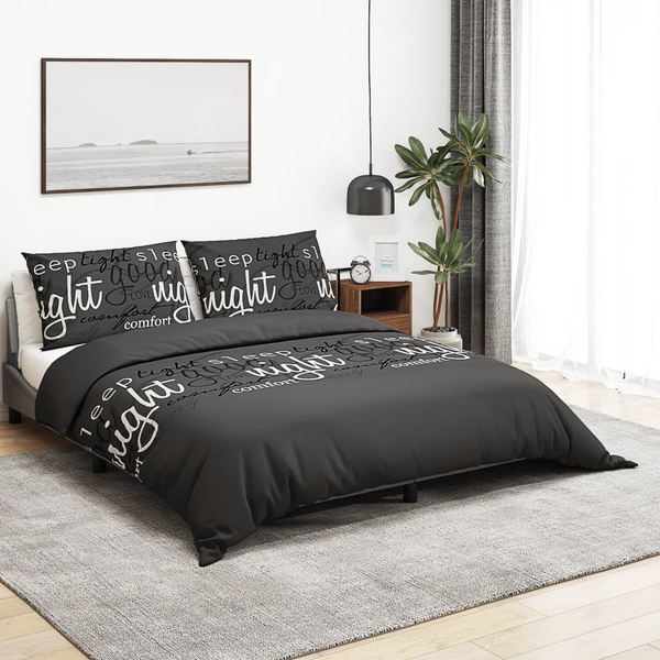 Black Cotton Duvet Cover Set - Super King Size 240x220 cm | Soft & Comfortable Bedding with Hidden Button Closure - Includes 2 Pillowcases - Premium  from Home Treasures - Just £36.99! Shop now at Home Treasures