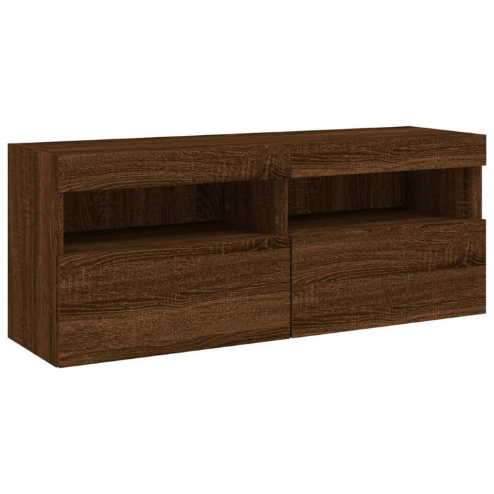 6 Piece TV Wall Cabinet Set with Customizable LED Lighting - Brown Oak Finish - Premium  from Home Treasures - Just £254.99! Shop now at Home Treasures