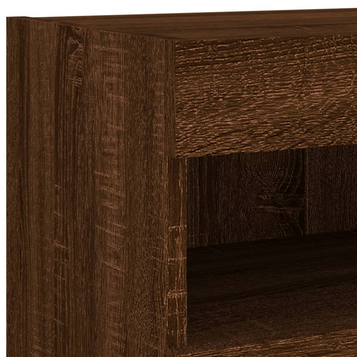 7 Piece Floating TV Wall Cabinet Set with RGB LED Lights - Modern Brown Oak Finish - Premium  from Home Treasures - Just £350.99! Shop now at Home Treasures