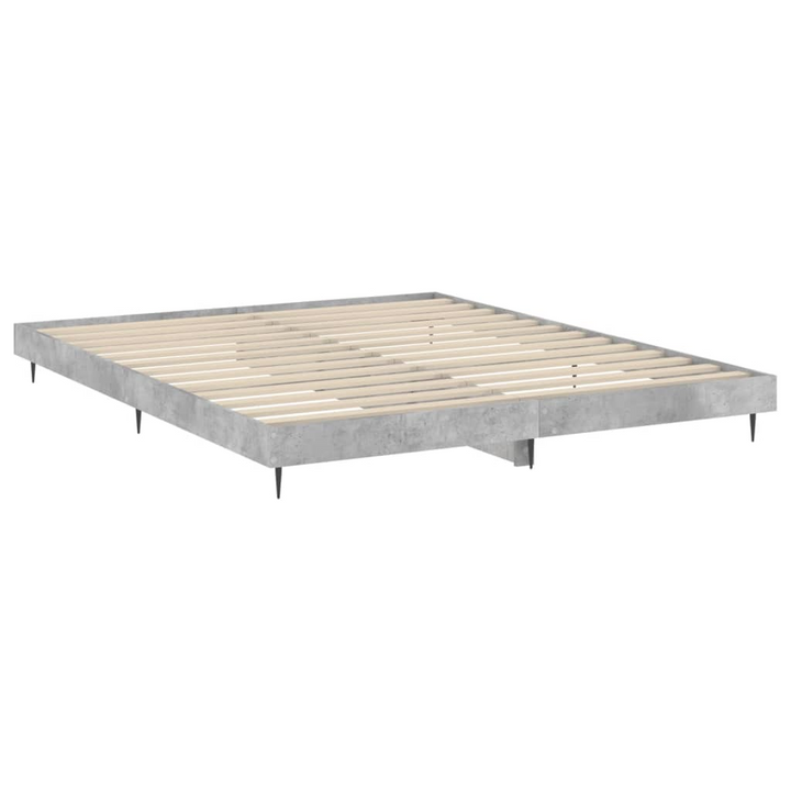 Concrete Grey Bed Frame 200x200cm - Engineered Wood & Metal, Sturdy Design - Emperor - Premium  from Home Treasures - Just £126.99! Shop now at Home Treasures