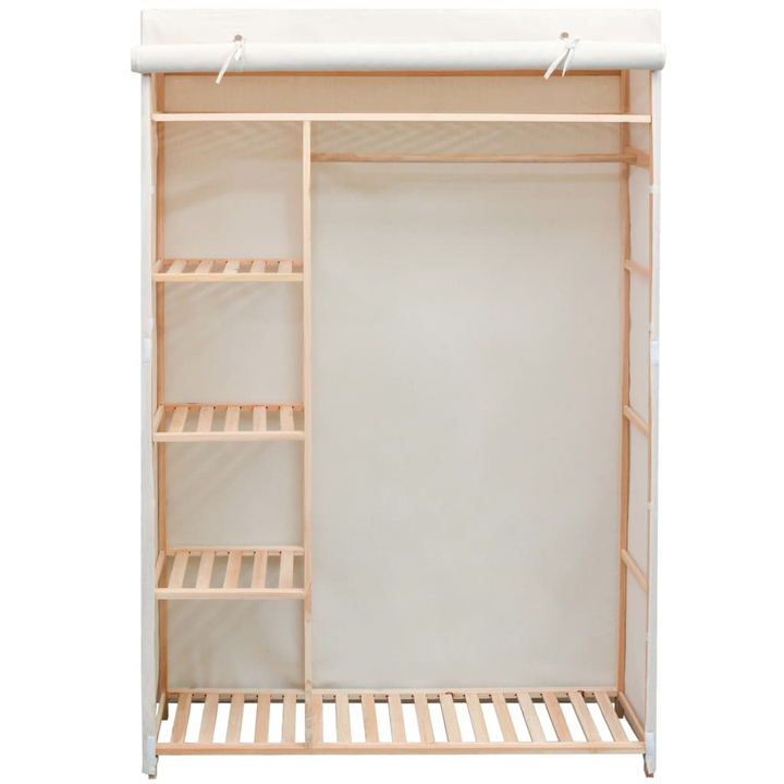 Fabric and Pinewood Wardrobe in White - Stylish & Durable Storage Solution, 110x40x170 cm - Premium  from Home Treasures - Just £173.99! Shop now at Home Treasures