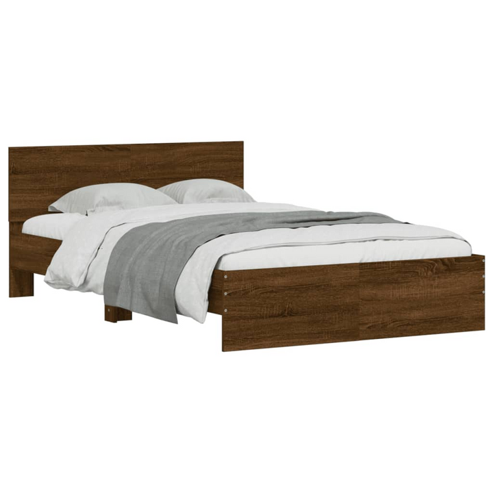 Bed Frame with Headboard Brown Oak 135x190 cm Double - Premium  from Home Treasures - Just £167.99! Shop now at Home Treasures