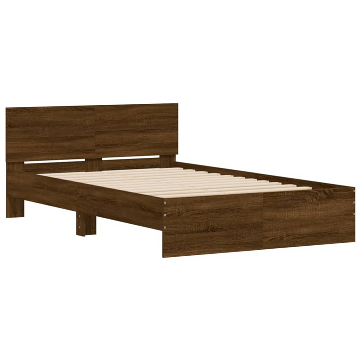 Bed Frame with Headboard Brown Oak 135x190 cm Double - Premium  from Home Treasures - Just £167.99! Shop now at Home Treasures