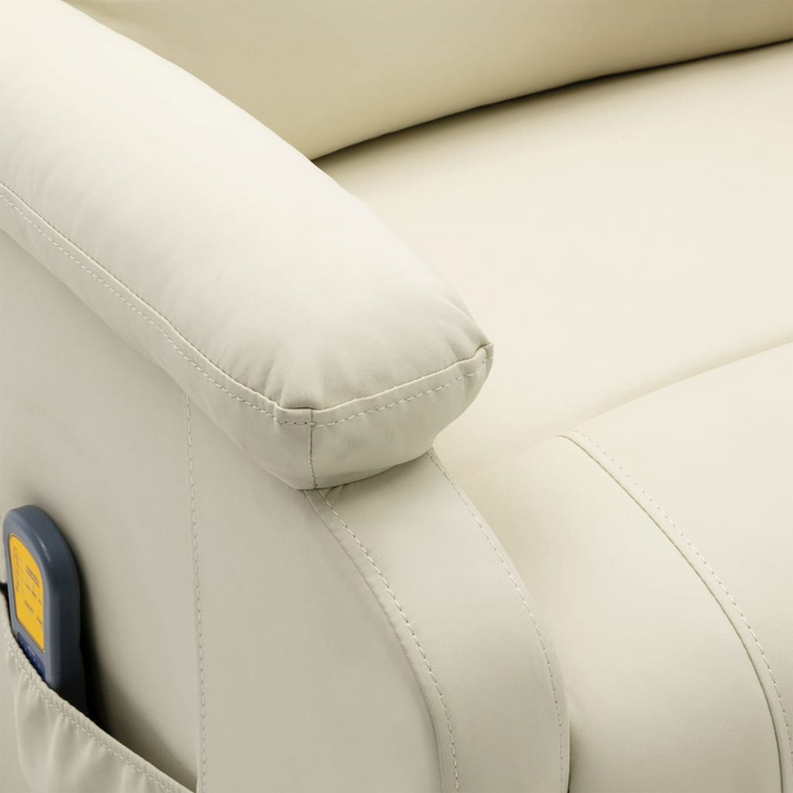 Cream White Faux Leather Massage Chair – Luxurious Comfort with Manual Reclining & Vibration Functions - Premium  from Home Treasures - Just £328.99! Shop now at Home Treasures