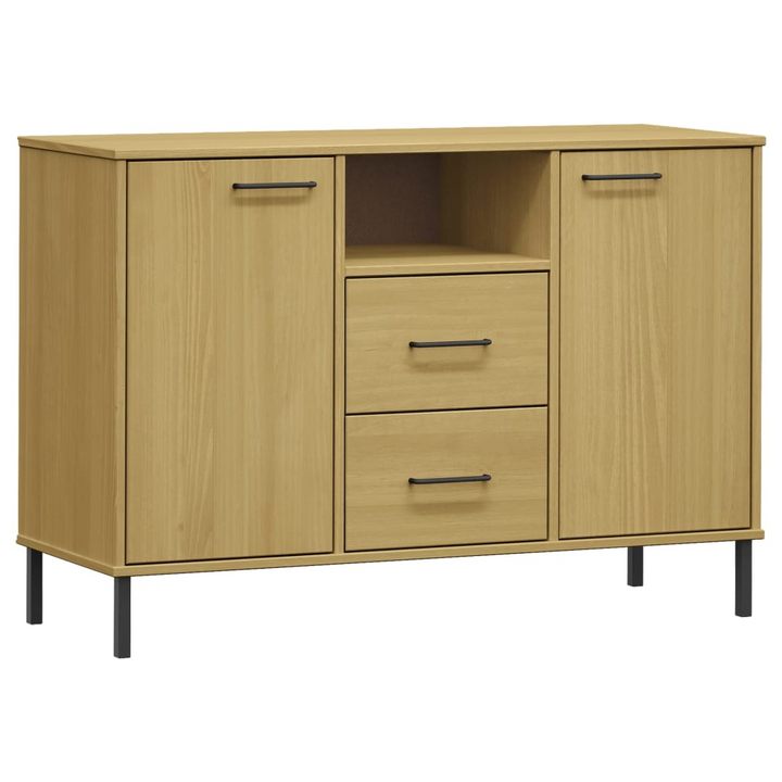 OSLO Industrial Sideboard with Metal Legs - Solid Wood, Ample Storage, 113x40x77 cm, Brown - Premium  from Home Treasures - Just £103.99! Shop now at Home Treasures