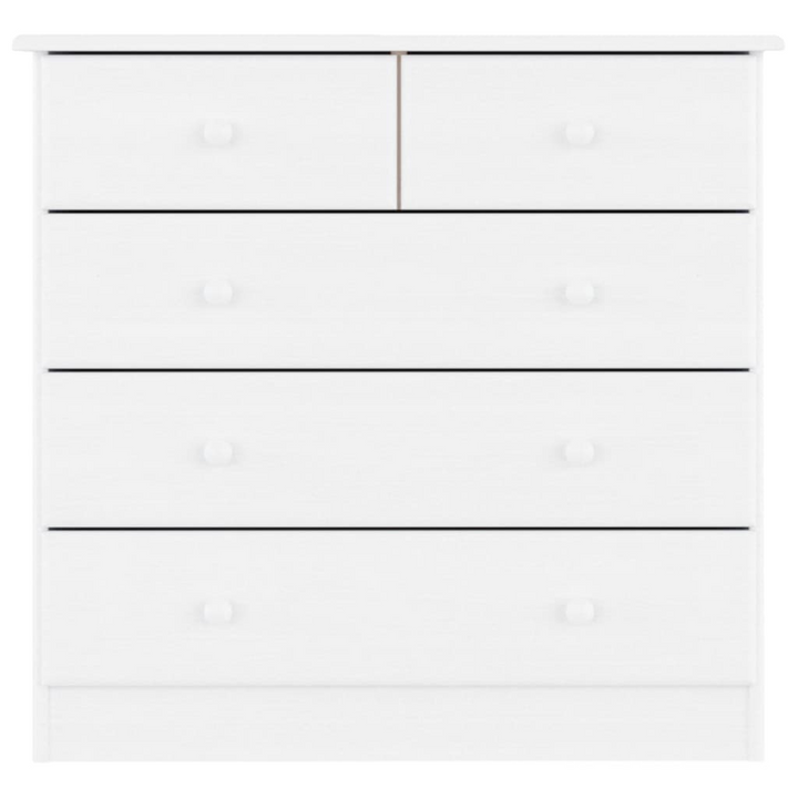 ALTA Chest of Drawers - Solid Pine Wood, White Finish, 5 Drawers, 77x35x73 cm, Classic Storage Cabinet - Premium  from Home Treasures - Just £152.99! Shop now at Home Treasures