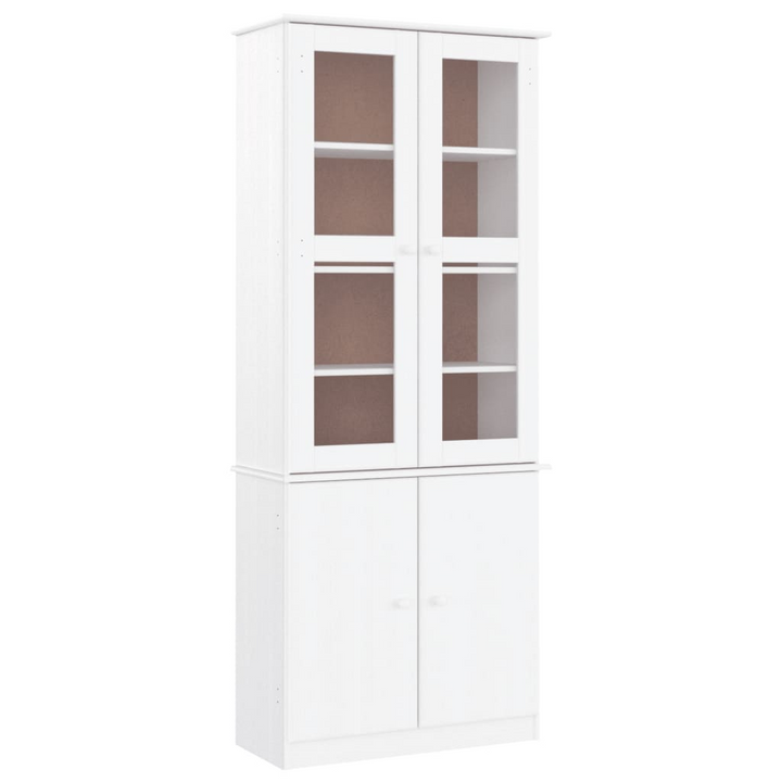 Elegant ALTA Glass Display Cabinet in White - Solid Pine Wood, 77x35x186.5 cm - Premium  from Home Treasures - Just £359.99! Shop now at Home Treasures