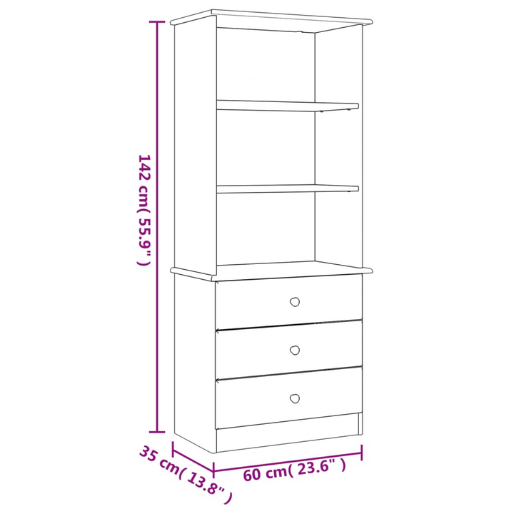 ALTA Solid Wood Pine Bookcase with Drawers - 60x35x142 cm | Rustic Charm & Ample Storage - Premium  from Home Treasures - Just £163.99! Shop now at Home Treasures