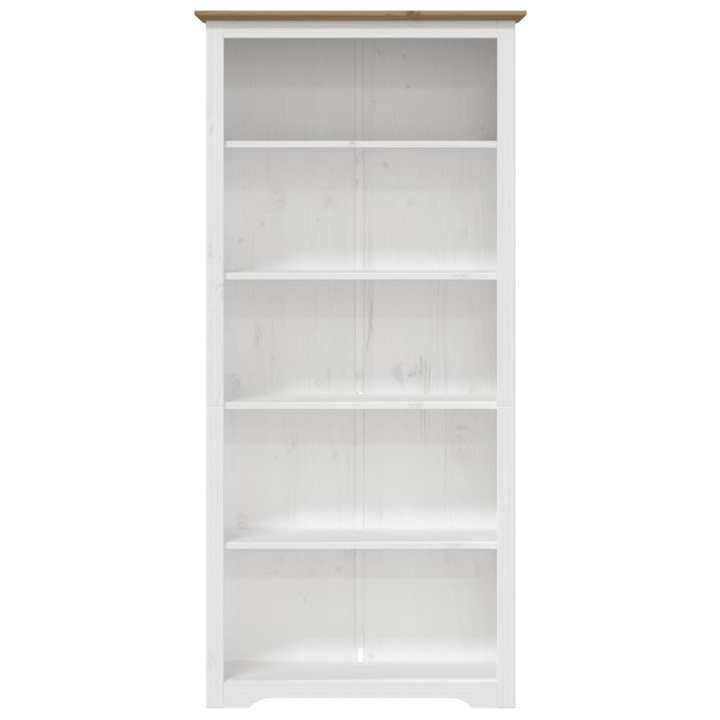 BODO 5-Tier Solid Pine Wood Bookcase, French Style, 80x38x180 cm, White & Brown Storage Shelf - Premium  from Home Treasures - Just £194.99! Shop now at Home Treasures