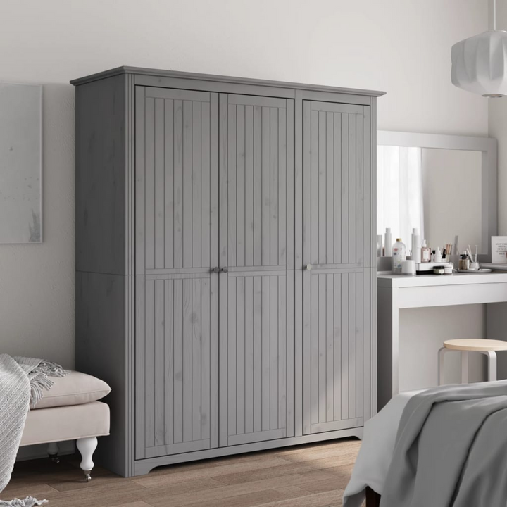 BODO Grey Solid Wood Pine Wardrobe | French Style Storage - 151.5x52x176.5 cm - Premium  from Home Treasures - Just £421.99! Shop now at Home Treasures