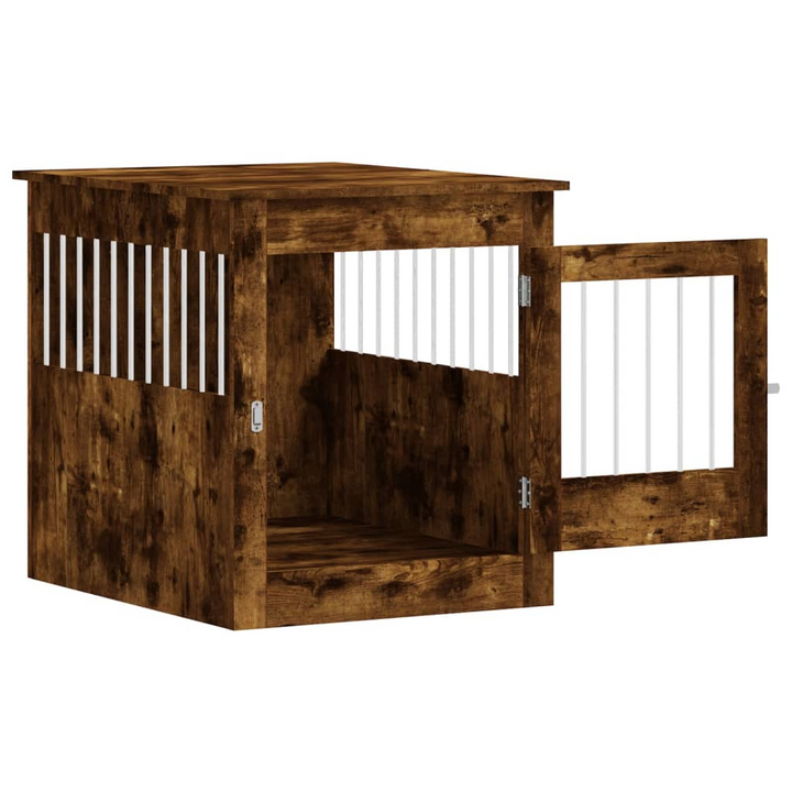 Dog Crate Furniture - Smoked Oak 64.5x80x71 cm | Multi-Functional Dog Cage & End Table | Engineered Wood & Steel | Sturdy, Stylish & Practical - Premium  from Home Treasures - Just £95.99! Shop now at Home Treasures