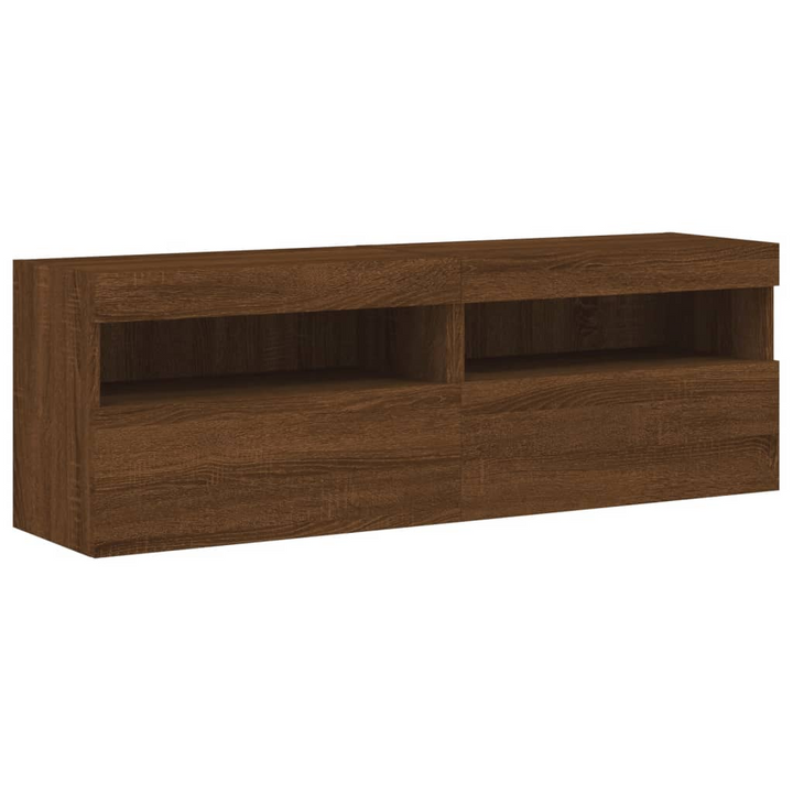 Stylish 8 Piece TV Wall Cabinet Set with Customizable LED Lights - Brown Oak Finish - Premium  from Home Treasures - Just £366.99! Shop now at Home Treasures