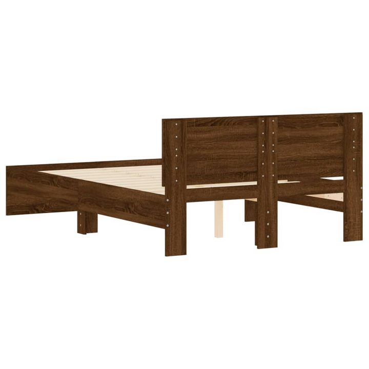 Bed Frame with Headboard Brown Oak 135x190 cm Double - Premium  from Home Treasures - Just £167.99! Shop now at Home Treasures