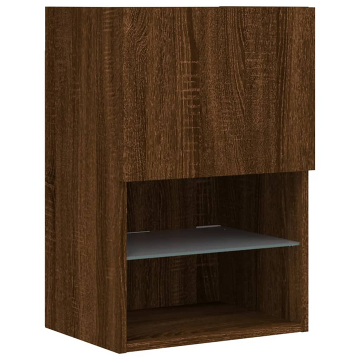 6 Piece TV Wall Cabinet Set with Customizable LED Lighting - Brown Oak Finish - Premium  from Home Treasures - Just £254.99! Shop now at Home Treasures