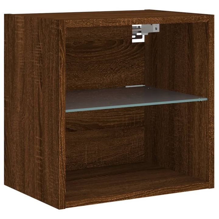 6 Piece TV Wall Cabinet Set with Customizable LED Lighting - Brown Oak Finish - Premium  from Home Treasures - Just £254.99! Shop now at Home Treasures