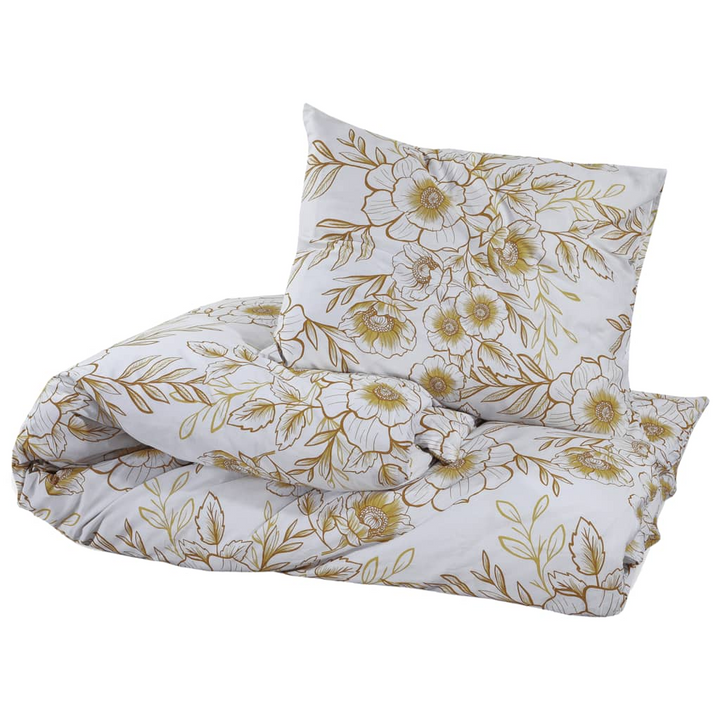 Duvet Cover Set - White & Brown - 100% Cotton - 200x200 cm - Soft & Comfortable Bedding Set with Pillowcases - Premium  from Home Treasures - Just £29.99! Shop now at Home Treasures