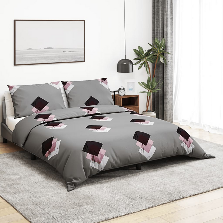 Luxurious 100% Cotton Grey Duvet Cover Set 260x240 cm with Hidden Button Closure & 2 Pillowcases - Ultra Soft, Fade-Resistant & Wrinkle-Free Bedding - Premium  from Home Treasures - Just £35.99! Shop now at Home Treasures