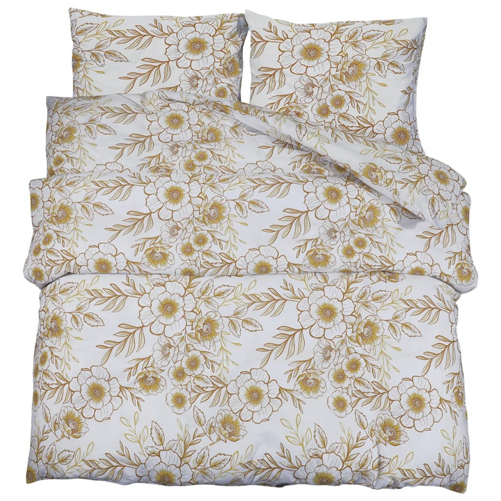 Luxurious White and Brown Duvet Cover Set - 100% Cotton Bedding with Pillowcases, 220x240 cm - Premium  from Home Treasures - Just £34.99! Shop now at Home Treasures