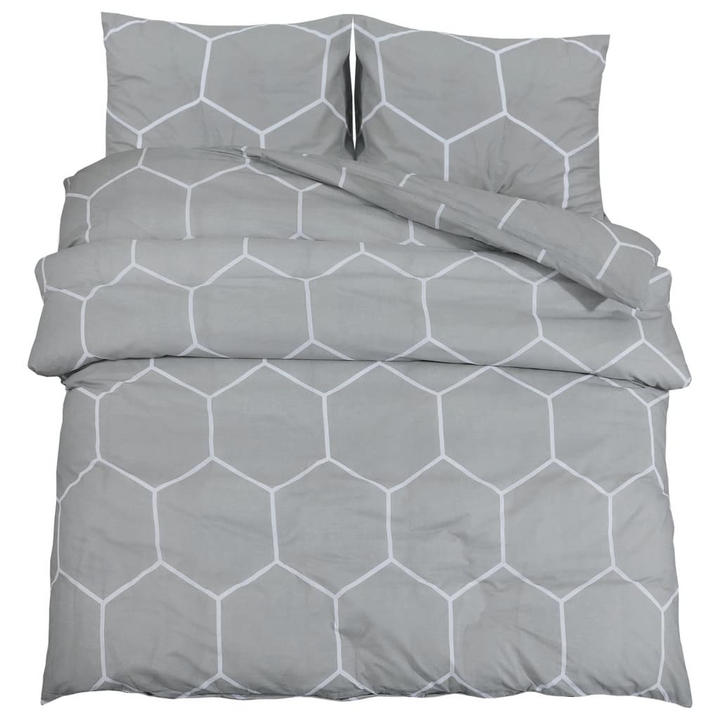 Grey Cotton Duvet Cover Set - 200x200 cm | Soft & Elegant Bedding with Pillowcases - Premium  from Home Treasures - Just £34.99! Shop now at Home Treasures